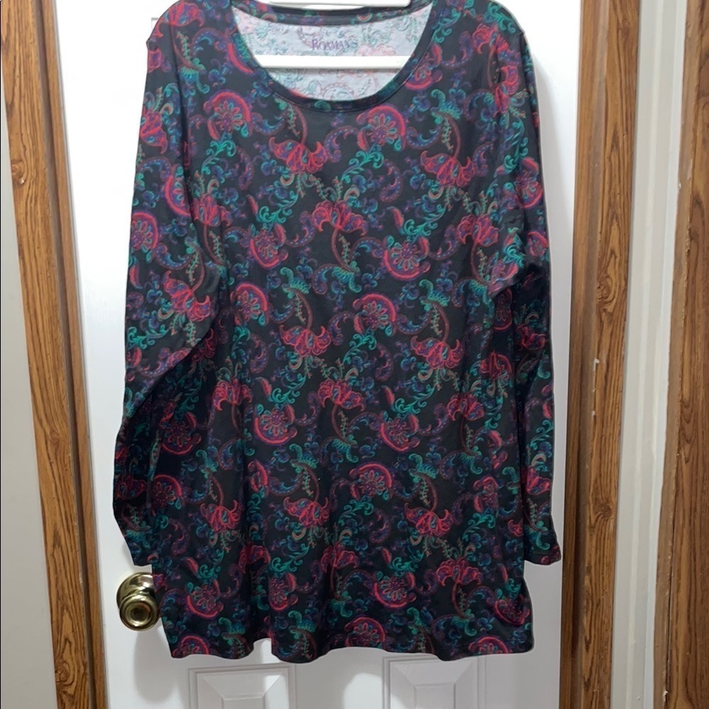 Roaman's Pink and Purple Oversized Blouse 1X NWOT